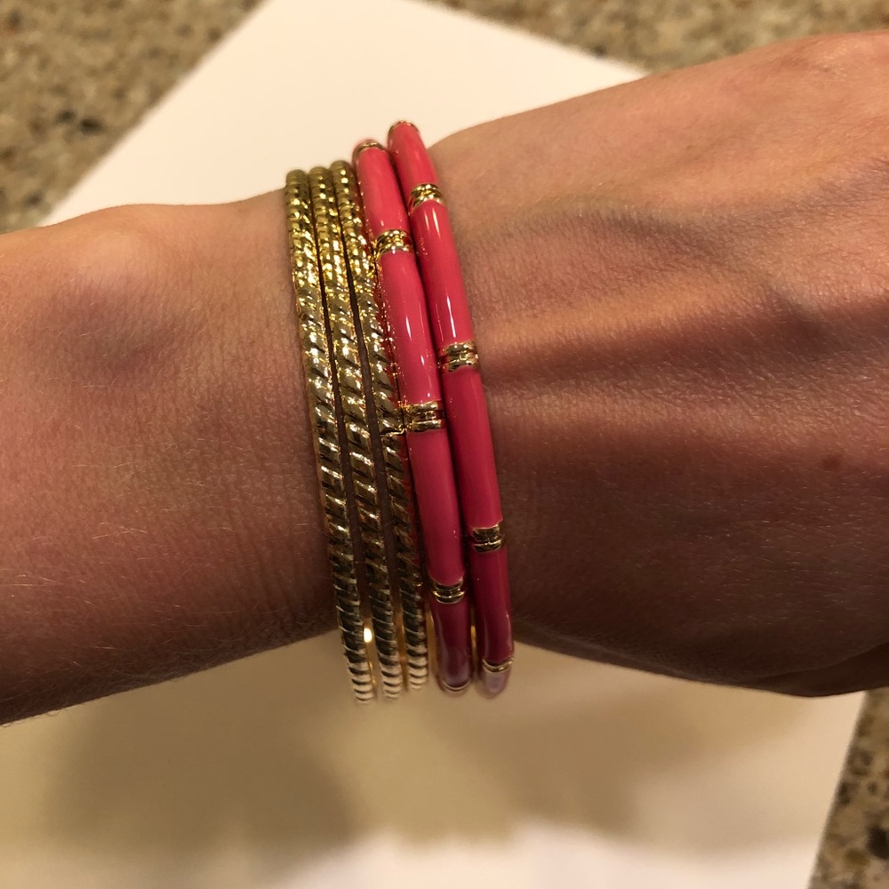 LC Lauren Conrad Twist Bangle Bracelet Set Pink - Picture 2 of 8